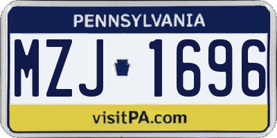PA license plate MZJ1696