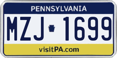 PA license plate MZJ1699