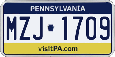 PA license plate MZJ1709