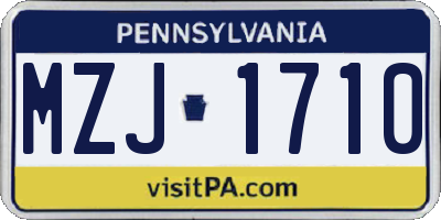 PA license plate MZJ1710