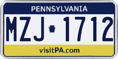 PA license plate MZJ1712