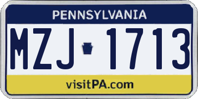 PA license plate MZJ1713