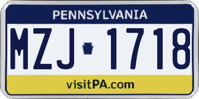 PA license plate MZJ1718