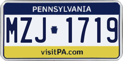 PA license plate MZJ1719