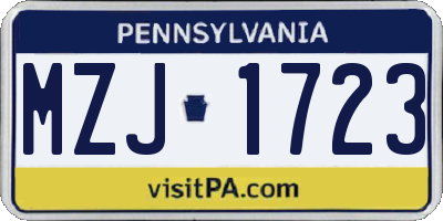 PA license plate MZJ1723