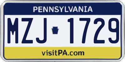 PA license plate MZJ1729