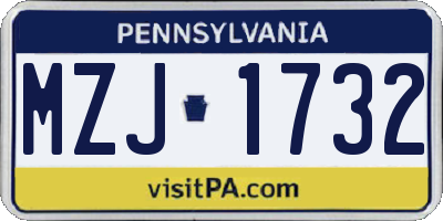 PA license plate MZJ1732