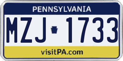 PA license plate MZJ1733