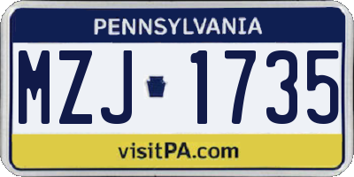 PA license plate MZJ1735