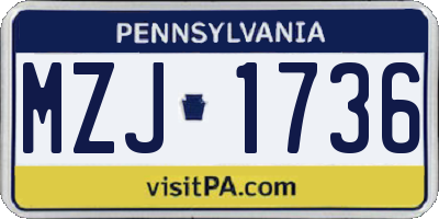 PA license plate MZJ1736