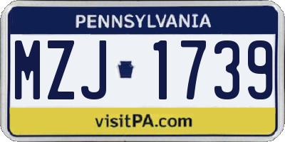 PA license plate MZJ1739