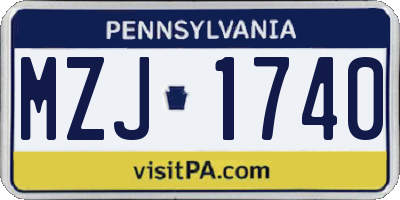 PA license plate MZJ1740