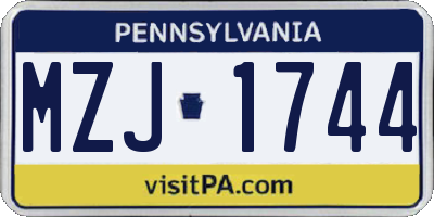 PA license plate MZJ1744