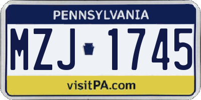 PA license plate MZJ1745