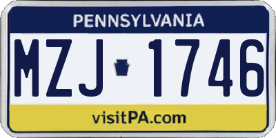 PA license plate MZJ1746