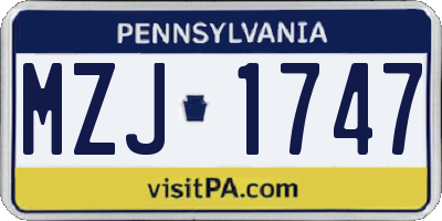 PA license plate MZJ1747