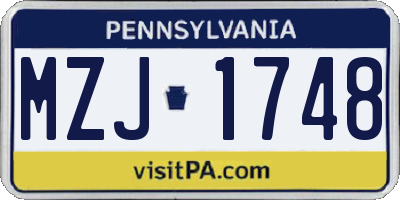 PA license plate MZJ1748