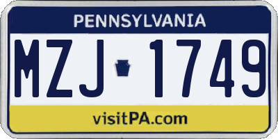 PA license plate MZJ1749