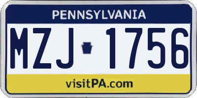 PA license plate MZJ1756