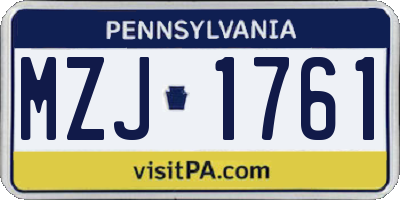 PA license plate MZJ1761
