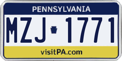 PA license plate MZJ1771