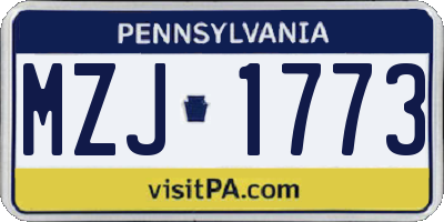 PA license plate MZJ1773