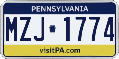 PA license plate MZJ1774