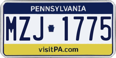 PA license plate MZJ1775
