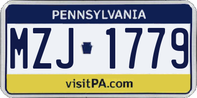 PA license plate MZJ1779