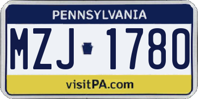 PA license plate MZJ1780