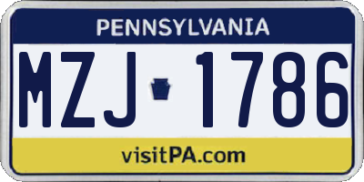 PA license plate MZJ1786
