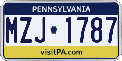 PA license plate MZJ1787