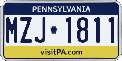 PA license plate MZJ1811