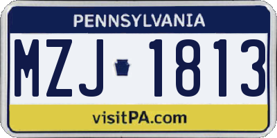 PA license plate MZJ1813