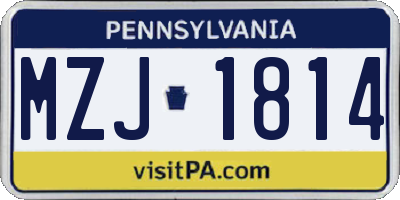 PA license plate MZJ1814