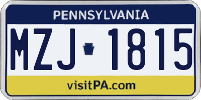 PA license plate MZJ1815