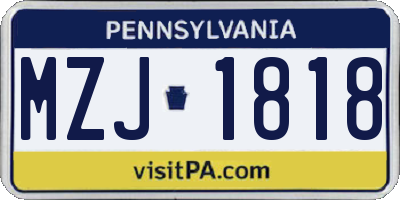 PA license plate MZJ1818