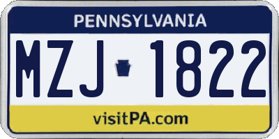 PA license plate MZJ1822
