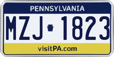 PA license plate MZJ1823
