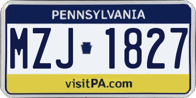 PA license plate MZJ1827