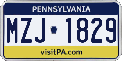 PA license plate MZJ1829