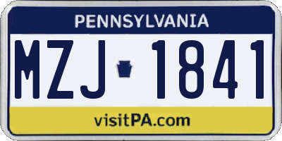 PA license plate MZJ1841