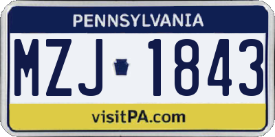 PA license plate MZJ1843