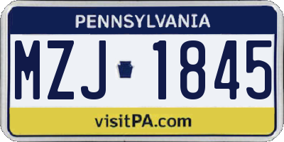 PA license plate MZJ1845