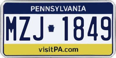 PA license plate MZJ1849
