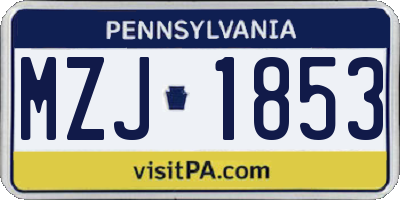 PA license plate MZJ1853