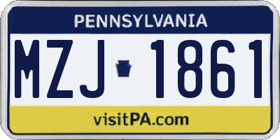 PA license plate MZJ1861