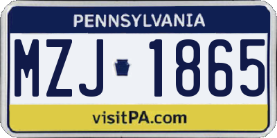 PA license plate MZJ1865