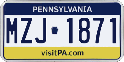 PA license plate MZJ1871