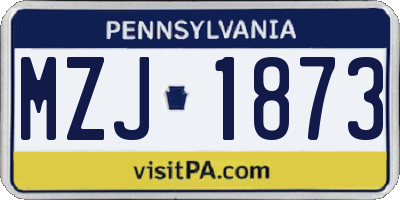 PA license plate MZJ1873